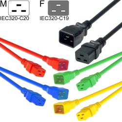 IEC Kaltgerätekabel/ Kalgeräteverlängerung C20 - C19 - Netzkabel | Verschiedene Farben und Längen lieferbar.