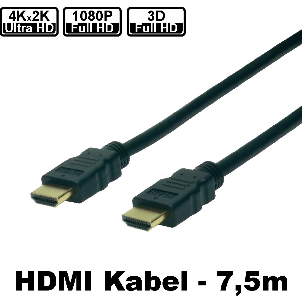 HighSpeed HDMI Kabel, 4K, HDMI Stecker / HDMI Stecker, 7,5m