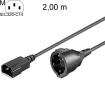 2,0m Netzkabel/ Stromkabel Adapter mit AC Stecker (C14) und Schutzkontakt Kupplung für USV