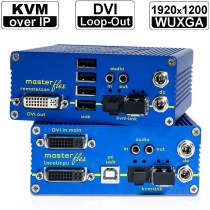 kvm-tec MASTERflex Single/ Redundant Fiber MV1-F Set: DVI-D/ DVI-I/ USB2.0 und Audio KVM Extender over IP (Set) in Fiber | 1920x1200@60Hz (Video) und 480Mbit/s (USB tranparent) bis 160km über ein Glasfaser-/ LWL-Kabel