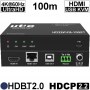 Die lokale Einheit des KVM Extender Sets unterstützt eine Übertragung von HDMI via HDBaseT bis zu 100m (4K) und versorgt das KVM-System mit der benötigten Spannung.