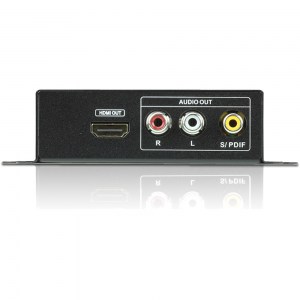 An der Rückseite des ATEN VC480 befinden sich neben einem HDMI-Ausgang auch Audioausgänge für analoge Stereo-Audio und S/PDIF.