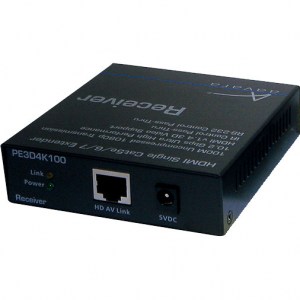 PE3D4K100-R von aavara: CAT-Empfängermodule für digitale Signalübertragung. Multimedia Receiver für Bild- und Tonsignale sowie bidirektionale RS 232 und IR Signale über ein geschirmtes CAT x-Kabel (100 m). Konform zu HDMI und DHCP