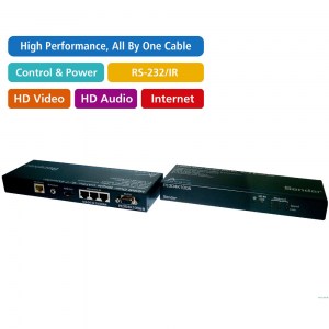 PE3D4K100a von aavara: Das PoE 4K x 2K DVI/HDMI Extender-SET unterstützt unkomprimiertes 4Kx2K (4096x2160p, 4 times Full HD 1080p) und verlägert das HDMI-Signal bis zu 100 Meter unter Verwendung eines einzigen Cat x-Kabels. Kein Netzteil am Empfänger erf