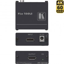 Kramer PT-101H2: 4K Ultra HD HDMI 2.0 Repeater/ Range Extender. Der PT-101H2 von Kramer kann die Reichweite von Ultra-Hochauflösenden HDMI-Signalen auf bis zu 10m (33ft) für 4K UHD @ 60Hz (4:4:4) und um bis zu 20m (66ft) für 4K @ 30Hz (4:4:4) erweitern.
