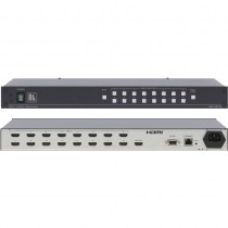 Der Kramer VS-161H ist ein Hochleistungs-Umschalter für HDMI-Signale. Er führt Reclocking (Neutaktung) und Entzerrung durch, arbeitet HDCP-konform und schaltet einen von 16 Eingängen auf den HDMI−Ausgang durch.