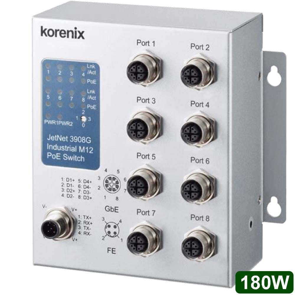 Industrieller 8-Port Gigabit Booster PoE Switch