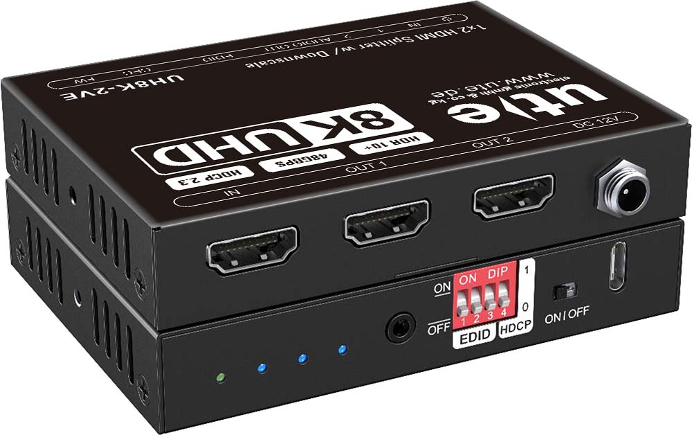 UH8K-2VE: HDMI 2.1 1x2 Splitter mit HDR10+ Unterstützung - Der 2-Port Verteiler unterstützt 8K@60Hz und 4K@120Hz HDMI Signale