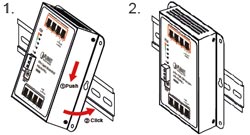 Skizze zur Hutschienen Monatge des Gigabit Schwitch WGS-804HP