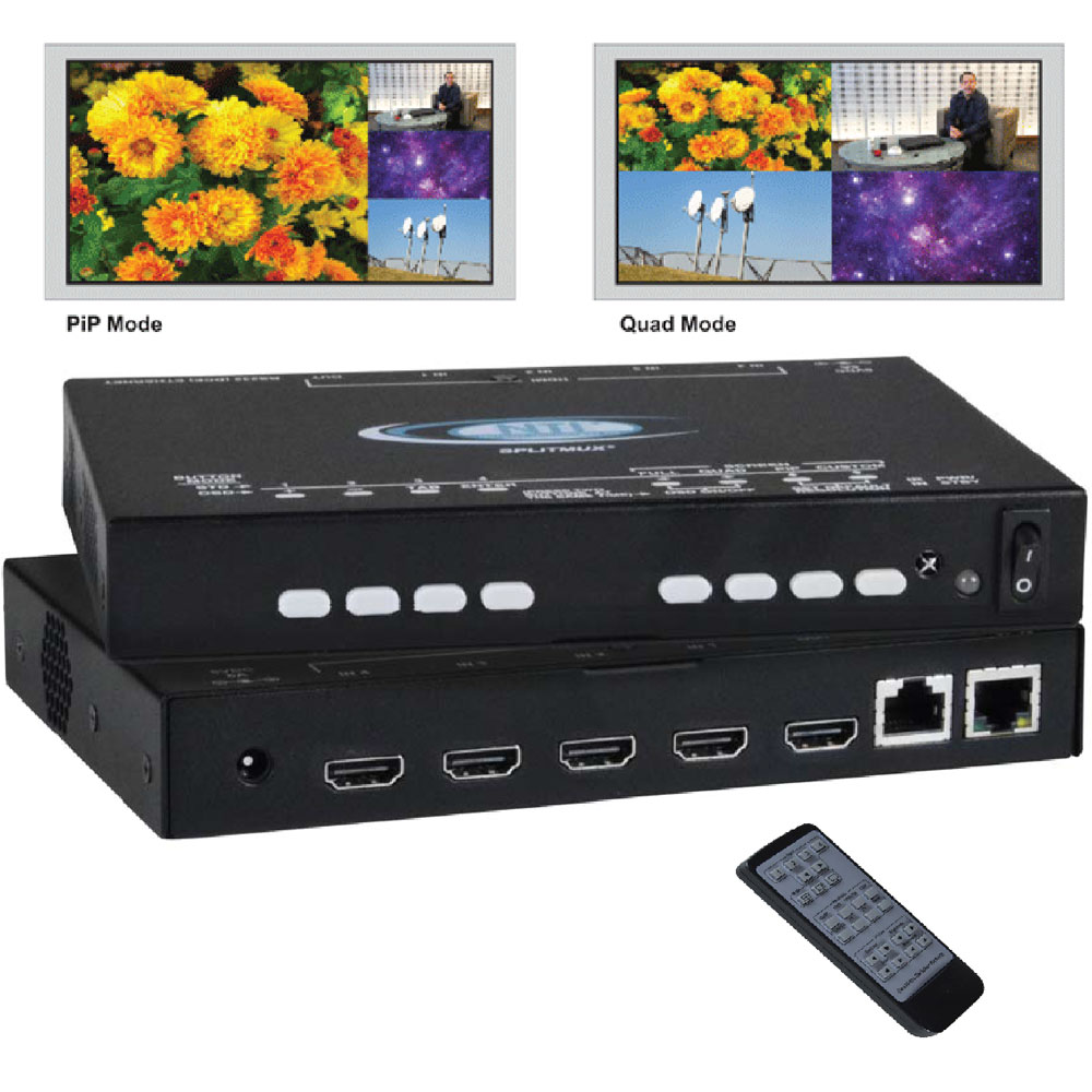 HDMI 2K Quad Multiviewer/ Quad Screen Splitter mit PiP (SPLITMUXHD4RT)