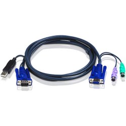 ATEN 2L-55...UP: USB-PS/2 KVM Kabel von ATEN - Ermöglicht den Anschluß von USB Computern an KVM Switches mit PS/2 Anschlüssen