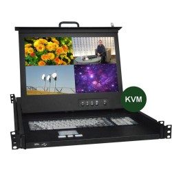 TFT Konsolen mit Multiviewer KVM Switch ermöglichen die gleichzeitige Anzeige mehrerer Computer auf einer 1HE LCD KVM-Schublade, so dass Sie einen Computer steuern und die Anderen in Echtzeit überwachen können.