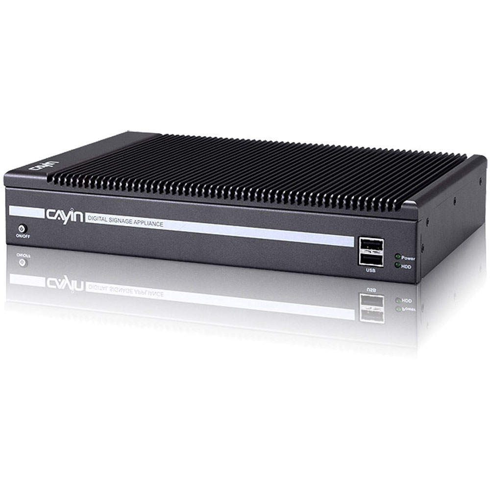SMP-1000: Digital Signage Player/ Mediaplayer mit Netzwerkanschluss für Multiple HD Displays mit VGA- und DVI- Anschluss. Der Meiaplayer besitzt zudem 4 x USB und 2 x RS232-Ports