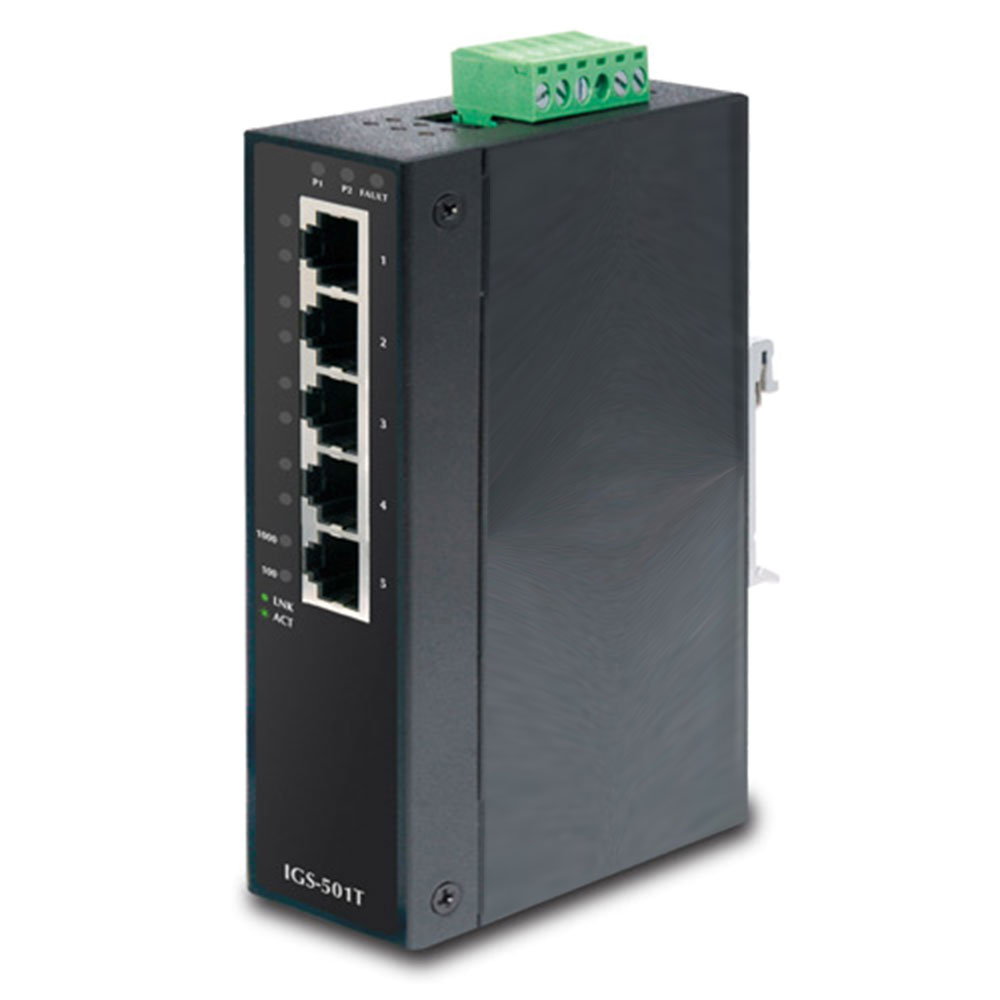 IGS-501T Gigabit Ethernetswitch, 5 Port, Temperaturbereich -40 bis +75 Grad Celsius