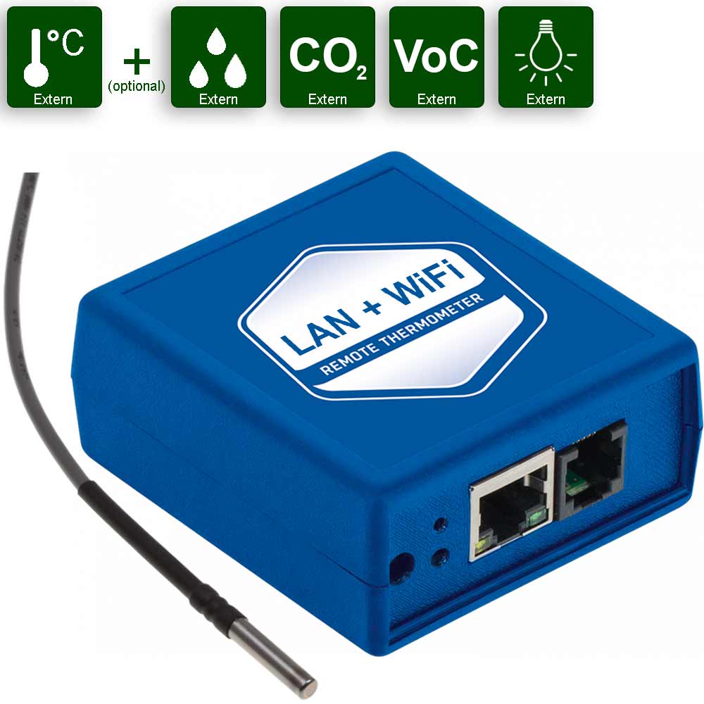 LAN & WLAN IP Thermometer mit E-Mail Alarm und Webserver - inkl.  Temperatursensor im Edelstahlgehäuse