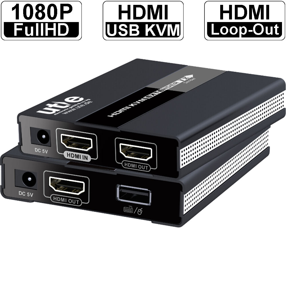 HDKVM-60X: Verlängert 1080p @60 HDMI USB KVM Signale latenzfrei auf bis zu 60m - über ein CAT-Kabel