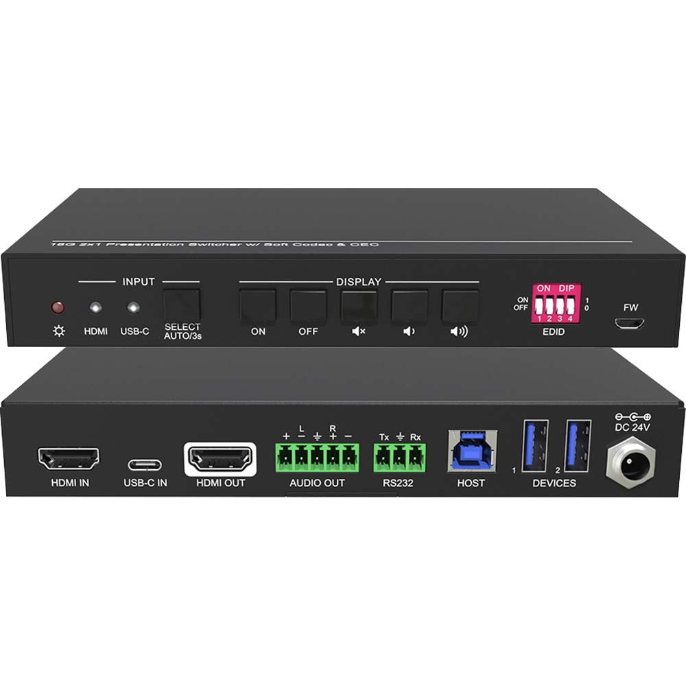 PTN SCU21E-CODEC: 4K 18G 2x1 HDMI2.0 & USB-C KVM-Präsentaionsumschalter - mit CEC