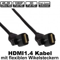 HDMI Anschlusskabel mit flexiblen Winkelsteckern | Ethernet Channel | 4K/UHD u. 1080p 3D | unterstützt ARC | vergoldete Steckersysteme für geringere Übergangswiderstände