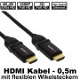 0,5m High Speed HDMI Kabel mit flexiblen Winkelsteckern u. Ethernet Channel für 4K/ Ultra HD und 1080p 3D | unterstützt ARC | vergoldete Steckersysteme für geringere Übergangswiderstände