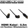 0,5m High Speed HDMI Kabel mit flexiblen Winkelsteckern u. Ethernet Channel für 4K/ Ultra HD und 1080p 3D | unterstützt ARC | vergoldete Steckersysteme für geringere Übergangswiderstände