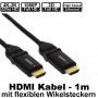 1,0m High Speed HDMI Kabel mit flexiblen Winkelsteckern u. Ethernet Channel für 4K/ Ultra HD und 1080p 3D | unterstützt ARC | vergoldete Steckersysteme für geringere Übergangswiderstände