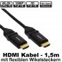 1,5m High Speed HDMI Kabel mit flexiblen Winkelsteckern u. Ethernet Channel für 4K/ Ultra HD und 1080p 3D | unterstützt ARC | vergoldete Steckersysteme für geringere Übergangswiderstände