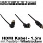1,5m High Speed HDMI Kabel mit flexiblen Winkelsteckern u. Ethernet Channel für 4K/ Ultra HD und 1080p 3D | unterstützt ARC | vergoldete Steckersysteme für geringere Übergangswiderstände