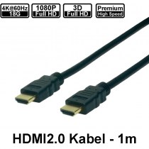 Premium HighSpeed HDMI 2.0 Kabel, 4K60, 18G - HDMI Stecker / HDMI Stecker, 1,0m