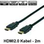 Premium HighSpeed HDMI 2.0 Kabel, 4K60, 18G - HDMI Stecker / HDMI Stecker, 2,0m