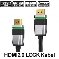 Premium HighSpeed HDMI 2.0 Lock Kabel, 4K60, 18G - HDMI-Lock-Stecker / HDMI-Lock-Stecker