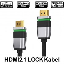 Ultra HighSpeed HDMI 2.1 Lock Kabel, 8K60, 4K120 48G - HDMI-Lock-Stecker / HDMI-Lock-Stecker