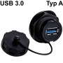 Wasserdichte IP67 USB3.0 Buchse (Typ A) zum Einbau mit Schnellverschluss (Bajonettverriegelung) und Verschlusskappe mit Halteseil (Tether)