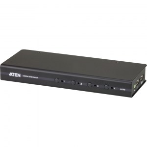Der DVI USB KVM-Desktop-Switch ATEN CS74D ermöglicht die Steuerung von vier Computern über eine einzige Konsole bestehend aus USB-Maus, USB-Tastatur und DVI-Monitor (Digital Visual Interface).