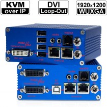 kvm-tec MAXflex Single/ Redundant MA1-Set: DVI-D/ DVI-I/ USB2.0 und Audio+RS232 KVM Extender over IP (Set) in Kupfer | 1920x1200@60Hz (Video), 480Mbit/s (USB tranparent), Audio (in CD Qualität) und RS232 (tranparent) bis 150m über ein CAT-Kabel