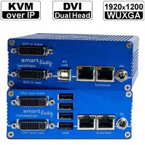 kvm-tec SMARTeasy Dual SE2-Set: Dual-Head DVI-D/ USB2.0 Extender over IP (Set) in Kupfer | Dual 1920x1200@60 bis 150m