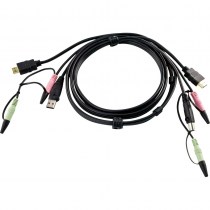 Das USB-HDMI-KVM-Kabel ATEN 2L-7D02UH ist ein 1,8 m langes kombiniertes Video-, USB- und Audio-Kabel, mit dem Sie Ihre KVM-Konsole und Ihren KVM-Switch direkt mit dem Computer oder dem Server verbinden können.