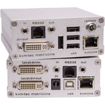 kvm-tec Matrixline MX1: DVI USB 2.0 KVM Extender-Set mit kostenloser KVM Matrix Switching Option. Die vorinstallierter und ab Werk aktivierten Optionen machen den Matrixline MX1 zum Big Player im Switching System!