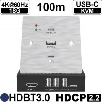 PTN TPUH652-EU: 4K60 18G Einbau USB-C KVM Extender - HDBaseT 3.0 - 90W USB Power Delivery (90W Schnellladung von angeschlossenen Geräten)