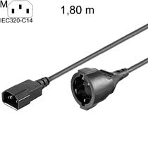 180cm Netzkabel/ Stromkabel Adapter mit AC Stecker (C14) und Schutzkontakt Kupplung für USV