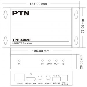 Abmessungen des HDBaseT / HDMI Receivers TPHD402R