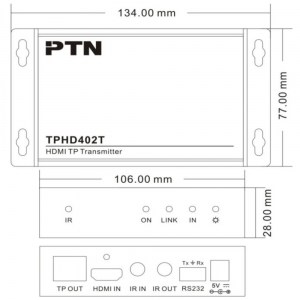 Abmessungen des HDBaseT / HDMI Transmitters TPHD402T