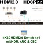 ARC Anschlussdiagramm des 4K HDMI 2.0 Switchers UH-4U