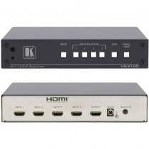Der Kramer VS-41HC ist ein kompakter Hochleistungs-Umschalter für HDMI-Signale. Er schaltet eines von vier Eingangssignalen auf einen einzelen Ausgang.