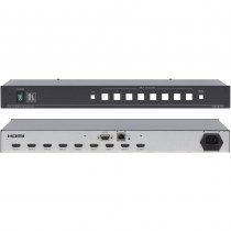 Der Kramer VS-81H ist ein Hochleistungs-Umschalter für HDMI-Signale. Er führt Reclocking und Entzerrung durch, arbeitet HDCP-konform und schaltet einen von acht Eingängen auf den HDMI−Ausgang durch.