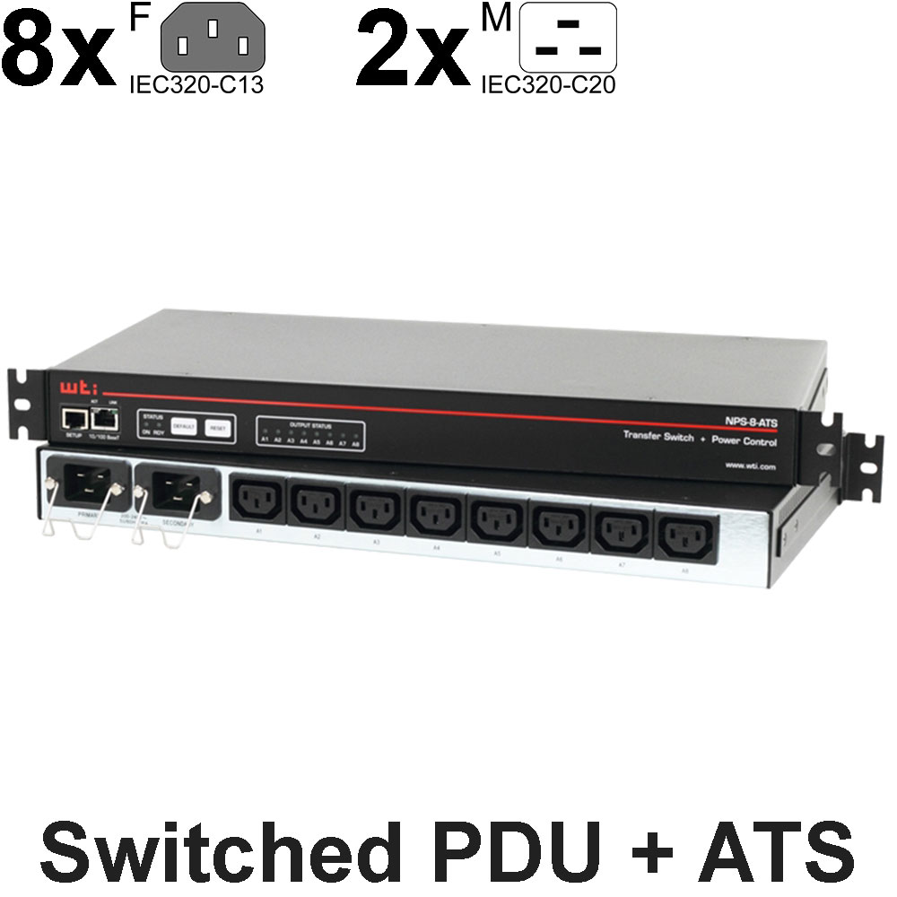 NPS-8H20-ATS-2: Netzwerk-PDU zur Schaltung der Stromversorgung mit automatischer Transferschaltung