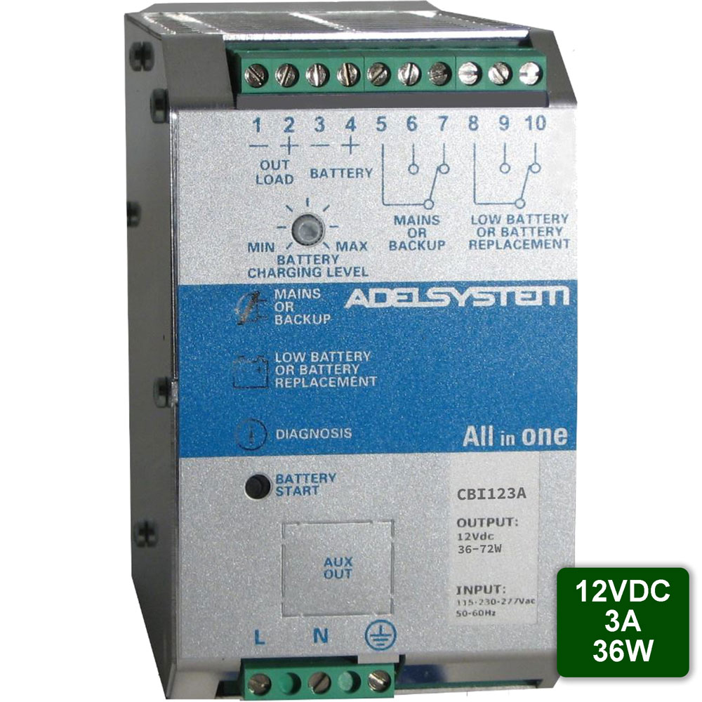 12V DC USV Anlagen | für die Hutschiene: ADELSystem CBI123A | All-in-One  12VDC USV - 3A