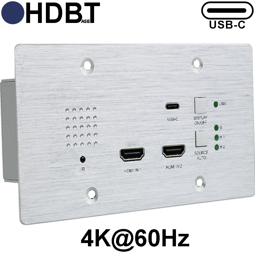 4K Einbau 2xHDMI & USB-C Extender Switcher - 4K HDBT-Transmitter:  HD22−70XT−EU