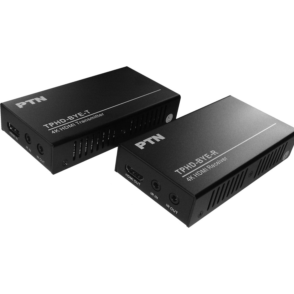 PTN TPHD-BYE: Kompaktes HDMI-Verlängerungs-SET für 4K HDMI. Das Extender-Set TPHD-BYE überträgt UHD HDMI Video- und Audiosignale in Point-to-Point Installationen.