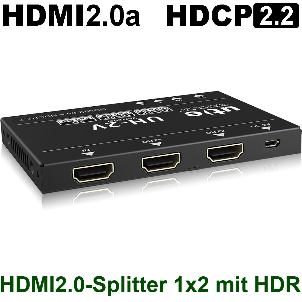 4K HD 3D 2Port HDMI Splitter 1 in 2 out Umschalter Switcher Verteiler Verstärker