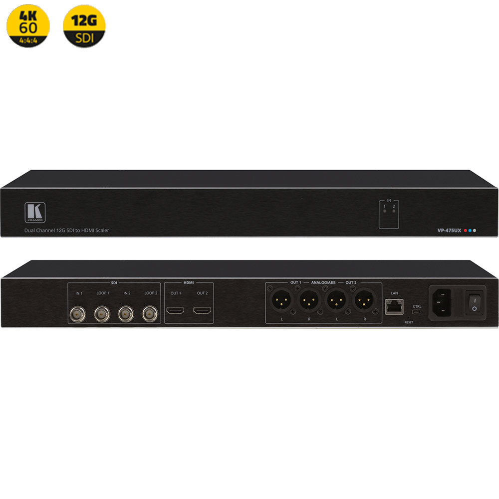 Kramer VP-475UX: 12G SDI zu 4K/60 4:4:4 HDMI Scaler / Konverter mit Dual-Ausgang